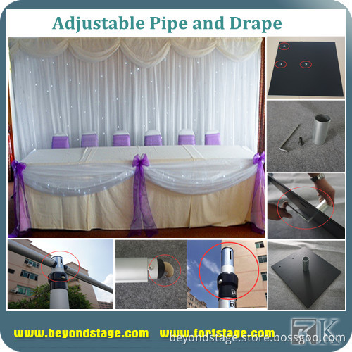 Wedding Hall Decroation Wall Cover Curtain Hot Sale with Pipe and Drapes